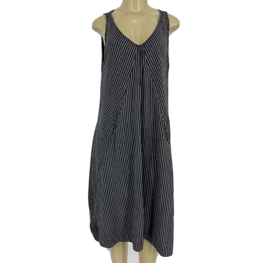 Striped Sleeveless Midi Dress - Black & White